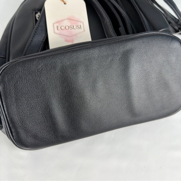 NWT ECOSUSI Mini Backpack Women PU Leather Black Backpack - Picture 9 of 10